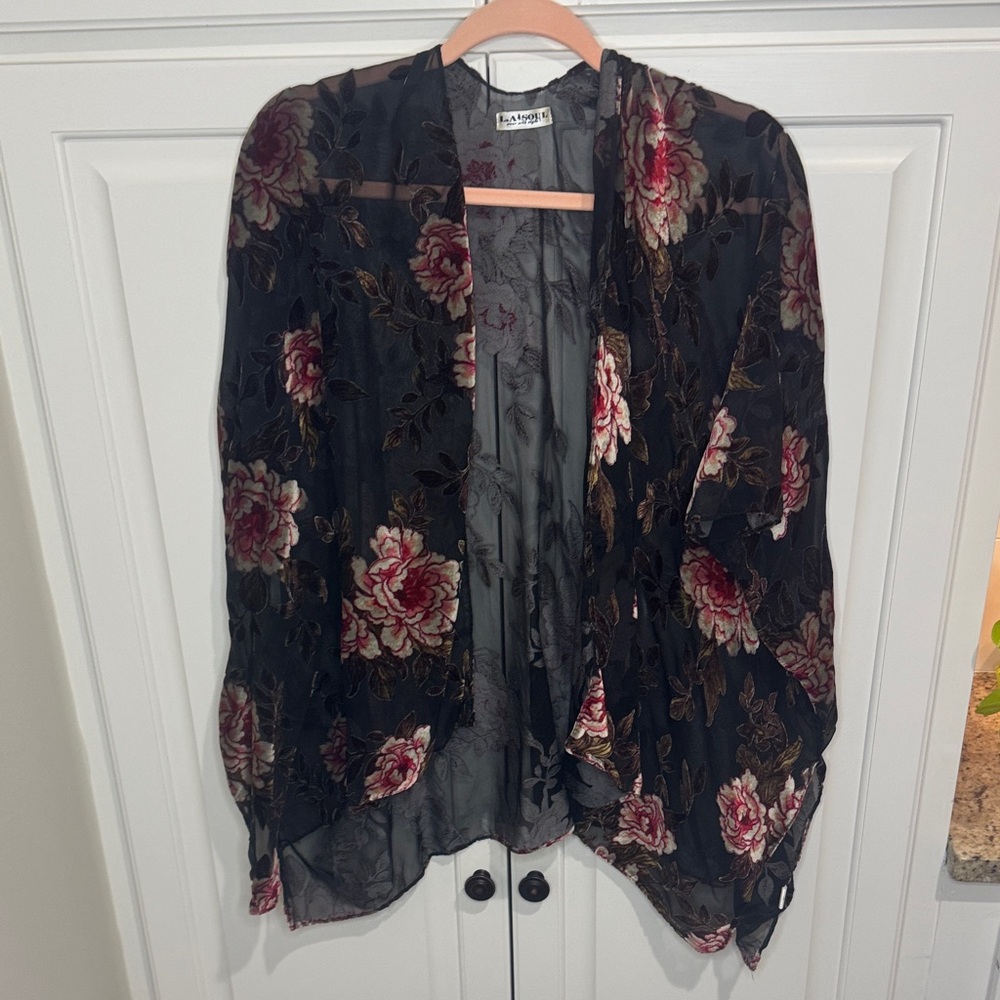 Sheer Floral Kimono Cardigan